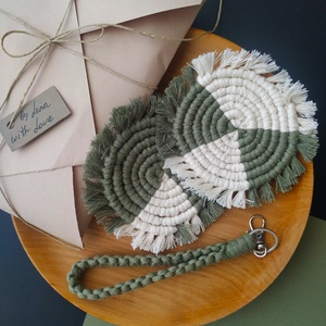 Kézzel készült makramé poháralátétek - otthon & életmód - konyhafelszerelés, tálalás - tálalás - tányér- és poháralátét - Meska.hu