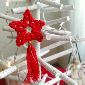 Makramé csillag karácsonyfadísz - karácsony - karácsonyi lakásdekoráció - karácsonyfadíszek - Meska.hu