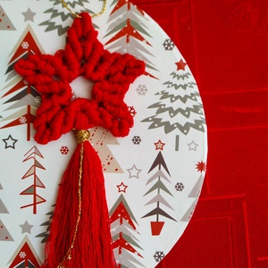 Makramé csillag karácsonyfadísz - Meska.hu