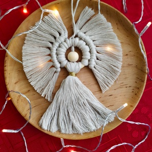 Makramé angyal ajtó- vagy falidísz  - Meska.hu