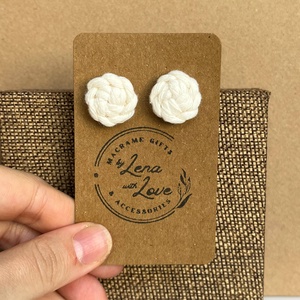 Makramé nyári fülbevaló  � újrahasznosított pamutból - ékszer - fülbevaló - pötty fülbevaló - Meska.hu