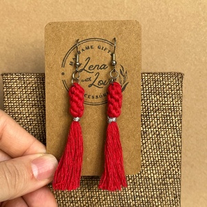 Makramé nyári fülbevaló  � újrahasznosított pamutból - ékszer - fülbevaló - rojtos fülbevaló - Meska.hu