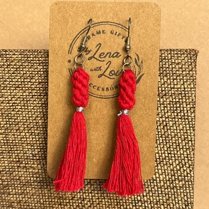 Makramé nyári fülbevaló  � újrahasznosított pamutból - Meska.hu