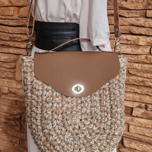 horgolt női táska - táska & tok - kézitáska & válltáska - válltáska - Meska.hu