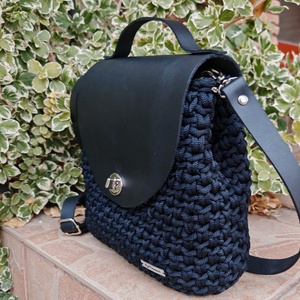 Fekete horgolt női táska - táska & tok - kézitáska & válltáska - válltáska - Meska.hu