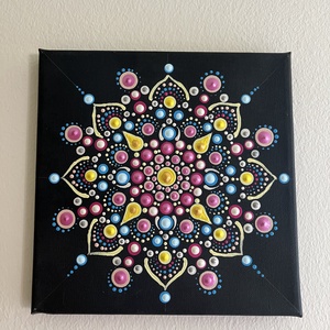 Virág  mandala 20x20  - művészet - festmény - akril - Meska.hu