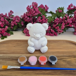 DIY kreatív festhető gipsz csomag Csupaszív mackó, Festhető figura, Maci szívvel, Kézműves foglalkozás, Kreatív játék - Meska.hu