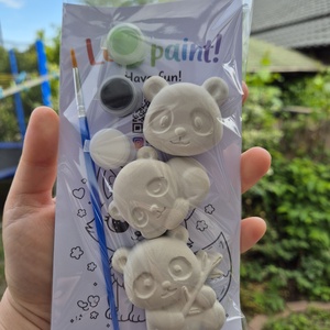 DIY Kreatív festhető gipsz Panda csomag gyerekeknek, Születésnapi kreatív foglalkozás, Kézműves játék, Festés - diy (csináld magad) - egységcsomag - Meska.hu