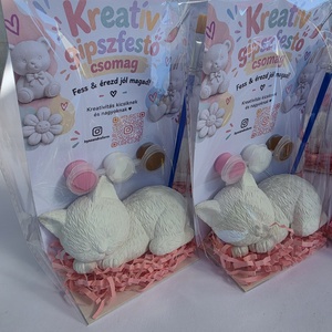 DIY Kreatív festhető gipsz 3D Cica csomag gyerekeknek, Születésnapi kreatív foglalkozás, Kézműves játék, Festés - diy (csináld magad) - egységcsomag - Meska.hu