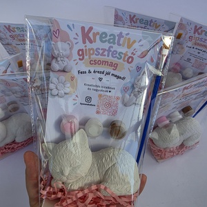 DIY Kreatív festhető gipsz 3D Cica csomag gyerekeknek, Születésnapi kreatív foglalkozás, Kézműves játék, Festés - Meska.hu