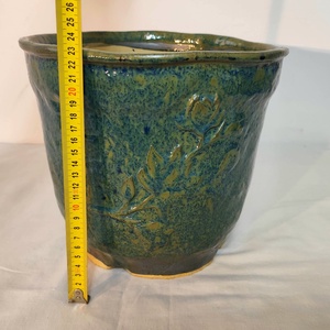 Kézzel készített kerámia kaspó, bonsai tál, rusztikus növénytartó, egyedi mázas dekoráció 1250 �C-on égetve - otthon & életmód - virágdekoráció - virágtartó - kaspó - Meska.hu