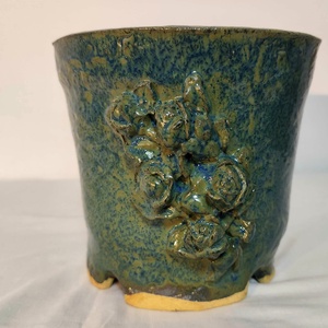 Kézzel készített kerámia kaspó, bonsai tál, rusztikus növénytartó, egyedi mázas dekoráció 1250 �C-on égetve - otthon & életmód - virágdekoráció - virágtartó - kaspó - Meska.hu