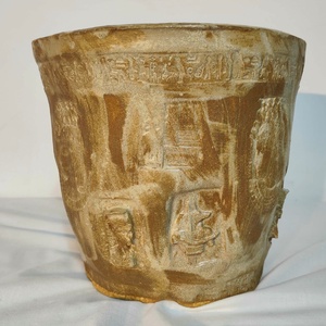 Kézzel készített Egyiptomi kerámia kaspó, bonsai tál, rusztikus növénytartó, egyedi mázas dekoráció 1250 �C-on égetve - Meska.hu