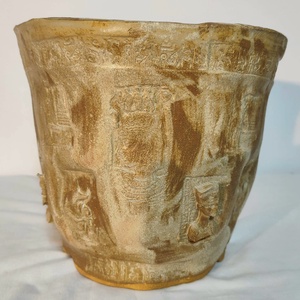 Kézzel készített Egyiptomi kerámia kaspó, bonsai tál, rusztikus növénytartó, egyedi mázas dekoráció 1250 �C-on égetve - otthon & életmód - virágdekoráció - virágtartó - kaspó - Meska.hu