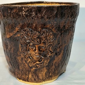Kézzel készített kerámia kaspó, bonsai tál, rusztikus növénytartó, egyedi mázas dekoráció 1250 �C-on égetve - Meska.hu
