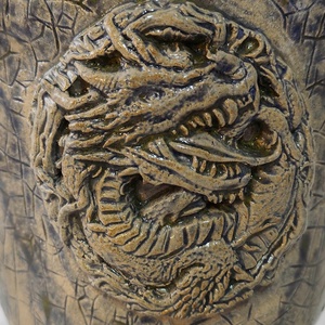 Legendás sárkány Kézzel készített kerámia kaspó, bonsai tál, rusztikus növénytartó, egyedi mázas dekoráció 1250 �C - otthon & életmód - virágdekoráció - virágtartó - kaspó - Meska.hu