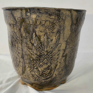 Legendás sárkány Kézzel készített kerámia kaspó, bonsai tál, rusztikus növénytartó, egyedi mázas dekoráció 1250 �C - otthon & életmód - virágdekoráció - virágtartó - kaspó - Meska.hu