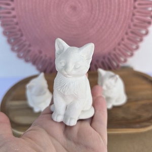 Natúr festhető 3D gipszfigura Cica Gyermek kézműves foglalkozás - diy (csináld magad) - egységcsomag - Meska.hu