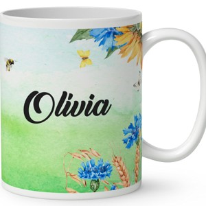 Névvel kérhető - Napraforgós manó lány cuki békával mintás bögre - otthon & életmód - konyhafelszerelés, tálalás - tálalás - bögre & csésze - Meska.hu