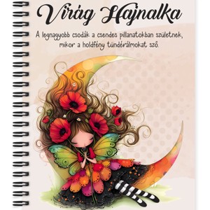 Személyre szabható - Ölelő pipacs tündérlány és a hold mintás A6-os füzet, Otthon & Életmód, Papír, írószer, Jegyzetfüzet & Napló, , MESKA