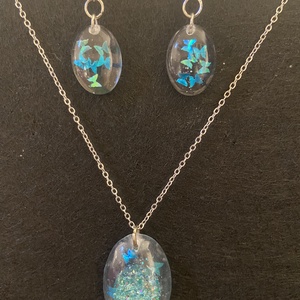 Kék pillangós fülbevaló és nyaklánc szett, Ékszer, Ékszerszett, , MESKA