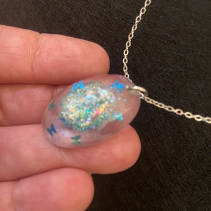 Kék pillangós fülbevaló és nyaklánc szett - ékszer - ékszerszett - Meska.hu