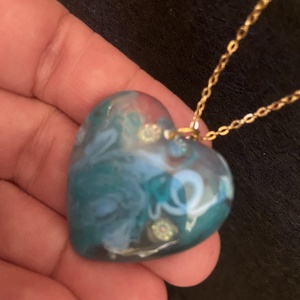 Kék szives fülbevaló és nyaklánc szett - ékszer - ékszerszett - Meska.hu