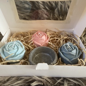 Rózsaszett gyertyakészlet - kellékek & szerszámok - dekorációs kellékek - dekorációs gyertya - Meska.hu