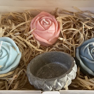 Rózsaszett gyertyakészlet - kellékek & szerszámok - dekorációs kellékek - dekorációs gyertya - Meska.hu