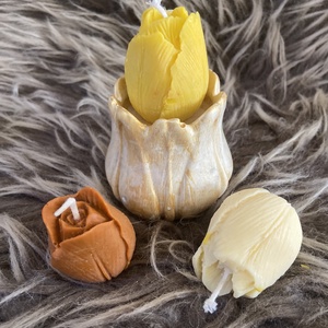 Virágos gyertyakészlet - kellékek & szerszámok - dekorációs kellékek - dekorációs gyertya - Meska.hu