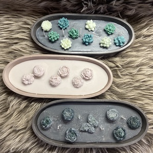 Nagyméretű gyertyatál -pozsgák és virágok, Kellékek & szerszámok, Dekorációs kellékek, Dekorációs gyertya, , MESKA