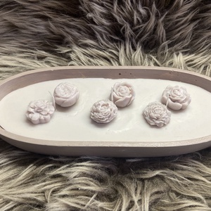 Nagyméretű gyertyatál -pozsgák és virágok - kellékek & szerszámok - dekorációs kellékek - dekorációs gyertya - Meska.hu