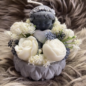 Szójaviasz virágcsokor kislánnyal - otthon & életmód - virágdekoráció - virágdíszek - asztali virágdísz - Meska.hu