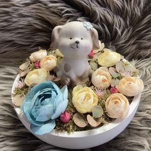 Nagyméretű kutyás asztaldísz, Otthon & Életmód, Virágdekoráció, Virágdíszek, Asztali virágdísz, , MESKA