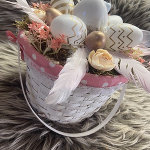 Fonott kosárban tojásos asztaldísz - otthon & életmód - dekoráció - húsvéti asztaldíszek - Meska.hu