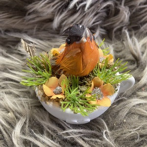 Kisméretű madárkás dísz csészében, Otthon & Életmód, Dekoráció, Húsvéti asztaldíszek, , MESKA