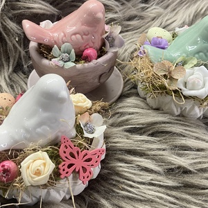 Kisméretű madárkás, pillangós dísz  - otthon & életmód - dekoráció - húsvéti asztaldíszek - Meska.hu