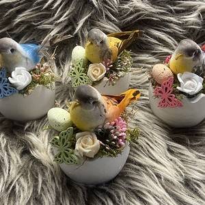 Kisméretű tojásos, madárkás, pillangós dísz  - otthon & életmód - dekoráció - húsvéti asztaldíszek - Meska.hu