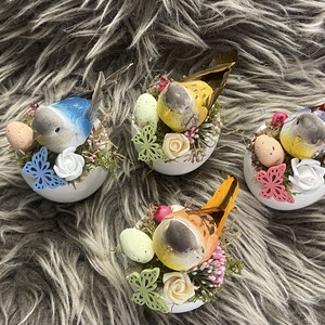 Kisméretű tojásos, madárkás, pillangós dísz  - otthon & életmód - dekoráció - húsvéti asztaldíszek - Meska.hu