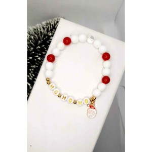 Ho-ho- mikulás medálos ásványkarkötő, Ékszer, Karkötő, Gyöngyös karkötő, , MESKA
