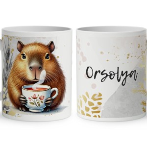 Névvel kérhető - Kávézó capybara mintás bögre, Otthon & Életmód, Konyhafelszerelés, tálalás, Tálalás, Bögre & Csésze, , MESKA