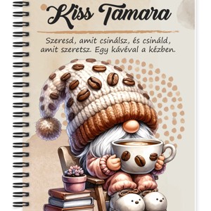 Személyre szabható - Cuki kávés manó könyvvel mintás A5-ös füzet, Otthon & Életmód, Papír, írószer, Jegyzetfüzet & Napló, , MESKA