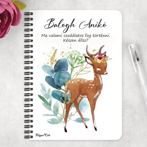 Személyre szabható - Tündéri Őzike mintás A5-ös füzet - otthon & életmód - papír, írószer - jegyzetfüzet & napló - Meska.hu
