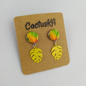 Monstera fülbevaló, Esküvő, Ékszer, Fülbevaló, Ékszerkészítés, MESKA