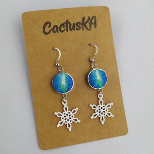 Hópehely lógós fülbevaló, Ékszer, Fülbevaló, Lógó fülbevaló, Ékszerkészítés, MESKA