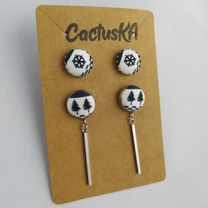 Fenyőfa - hópehely karácsonyi fülbevaló szett - Meska.hu