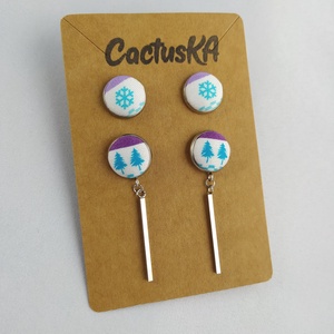 Fenyőfás fülbevaló szett, Ékszer, Fülbevaló, Lógó fülbevaló, Ékszerkészítés, MESKA