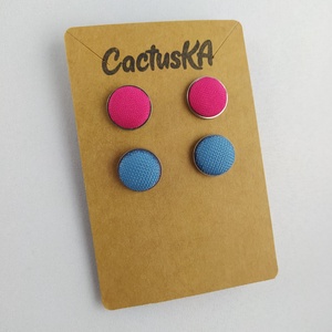 Pink-kék bedugós fülbevaló szett , Ékszer, Fülbevaló, Pötty fülbevaló, Ékszerkészítés, MESKA