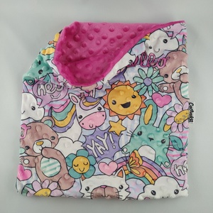 Állatos-virágos minky csősál - Meska.hu