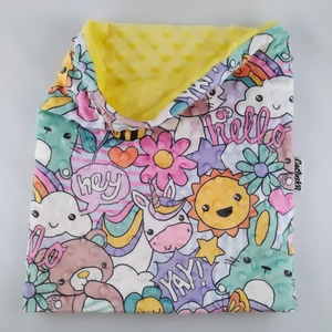 Állatos virágos minky csősál - Meska.hu